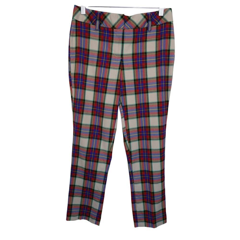 Lands’ End 2P Plaid Pants Tartan Slim Fit Red